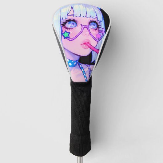 Pastel Internet Meisje Ster Bril Golfheadcover (Voorkant)