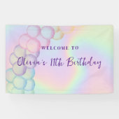 Pastel Iridescent Ballon Arch Birthday Welkom Spandoek (Horizontaal)
