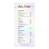 Pastel Iridescent Calligraphy Salon Service Menu (Voorkant)