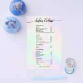 Pastel Iridescent Calligraphy Salon Service Menu (Enkel)