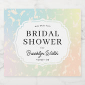 Pastel Iridescent Dierenprint Bruidsdouche Sparkling Wijnetiket (Enkel label)