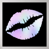 Pastel Iridescent Folie Lipstick Kus op Zwart Poster (Voorkant)