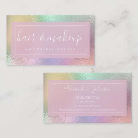 Pastel Iridescent Folie Visitekaartje (Voorkant / Achterkant)