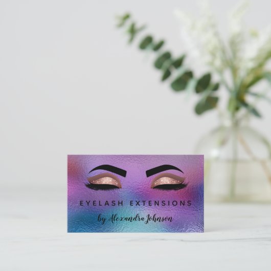 Pastel Iridescent Gold Eyelash Extensions Visitekaartje (Staand voorkant)