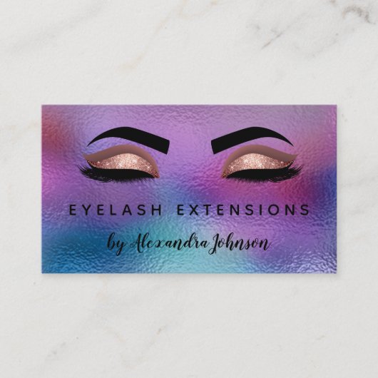 Pastel Iridescent Gold Eyelash Extensions Visitekaartje (Voorkant)