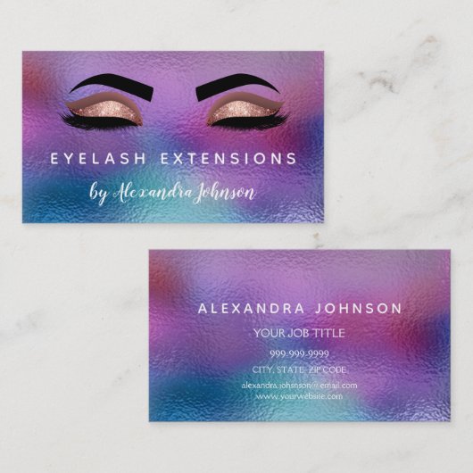 Pastel Iridescent Gold Eyelash Extensions Visitekaartje (Voorkant / Achterkant)