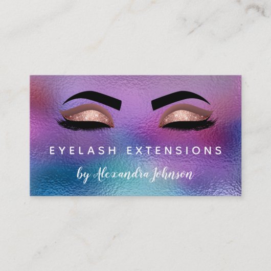 Pastel Iridescent Gold Eyelash Extensions Visitekaartje (Voorkant)