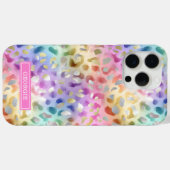 Pastel Iridescent Leopard Print Monogrammed Case-Mate iPhone Case (Achterkant (horizontaal))