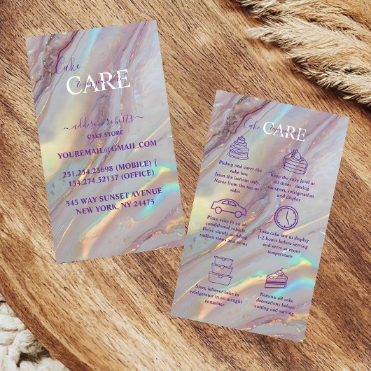 Pastel Iridescent Marble Cake Care  Visitekaartje