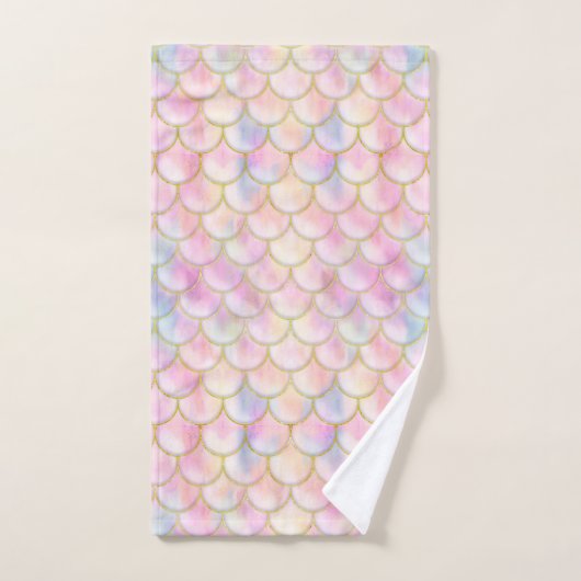 Pastel Iridescent Mermaid Scales Patroon Bad Handdoek (Handdoek)