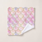 Pastel Iridescent Mermaid Scales Patroon Bad Handdoek (Wasdoekje)