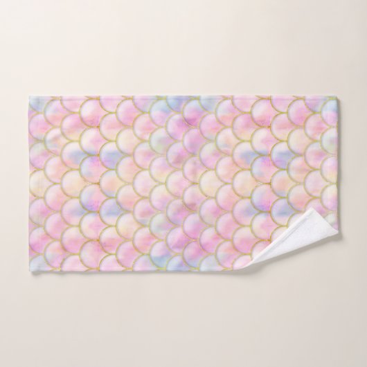 Pastel Iridescent Mermaid Scales Patroon Bad Handdoek (Handdoek)