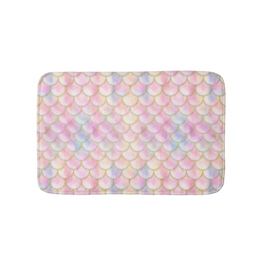 Pastel Iridescent Mermaid Scales Patroon Badmat (Voorkant)