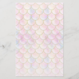 Pastel Iridescent Mermaid Scales Patroon Briefpapier