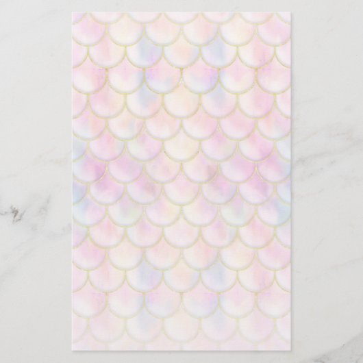 Pastel Iridescent Mermaid Scales Patroon Briefpapier (Voorkant)