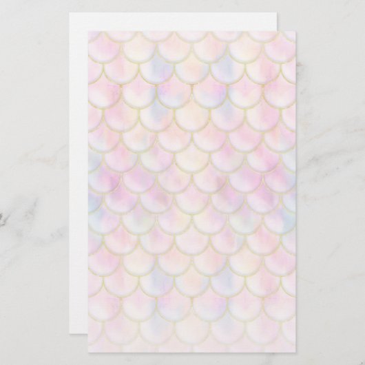 Pastel Iridescent Mermaid Scales Patroon Briefpapier (Voorkant / Achterkant)