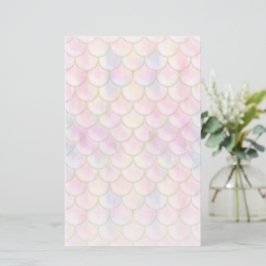 Pastel Iridescent Mermaid Scales Patroon Briefpapier (Staand voorkant)