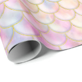 Pastel Iridescent Mermaid Scales Patroon Cadeaupapier (Rol Hoek)