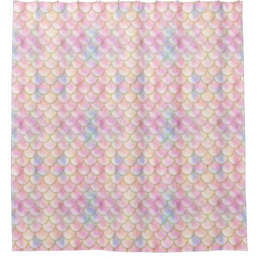 Pastel Iridescent Mermaid Scales Patroon Douchegordijn (Voorkant)