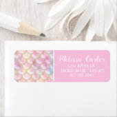 Pastel Iridescent Mermaid Scales Patroon Etiket (Insitu)