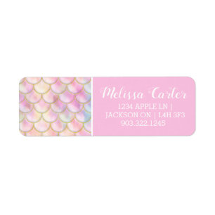 Pastel Iridescent Mermaid Scales Patroon Etiket