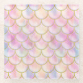 Pastel Iridescent Mermaid Scales Patroon Glazen Onderzetter (Voorkant)