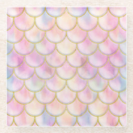 Pastel Iridescent Mermaid Scales Patroon Glazen Onderzetter