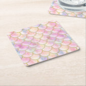 Pastel Iridescent Mermaid Scales Patroon Kartonnen Onderzetters (Schuin)