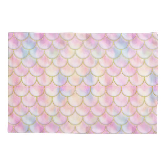 Pastel Iridescent Mermaid Scales Patroon Kussensloop (Achterkant)