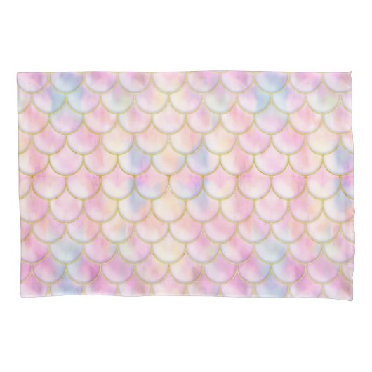 Pastel Iridescent Mermaid Scales Patroon Kussensloop (Voorkant)