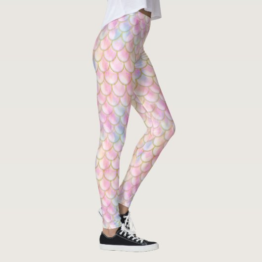 Pastel Iridescent Mermaid Scales Patroon Leggings (Rechts)