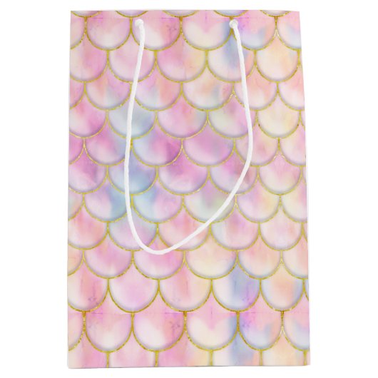 Pastel Iridescent Mermaid Scales Patroon Medium Cadeauzakje (Voorkant)