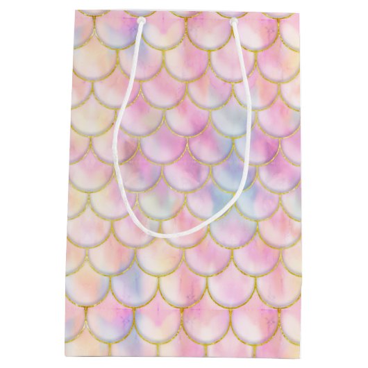 Pastel Iridescent Mermaid Scales Patroon Medium Cadeauzakje (Achterkant)