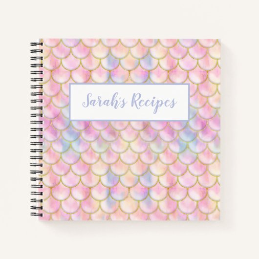 Pastel Iridescent Mermaid Scales Patroon Notitieboek (Voorkant)