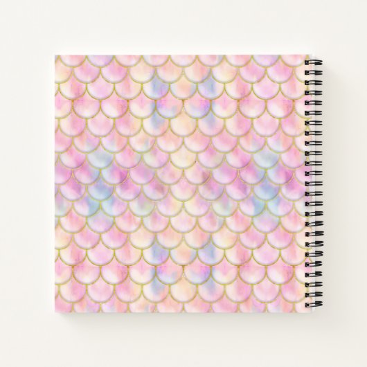 Pastel Iridescent Mermaid Scales Patroon Notitieboek (Achterkant)