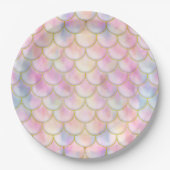 Pastel Iridescent Mermaid Scales Patroon Papieren Bordje (Voorkant)