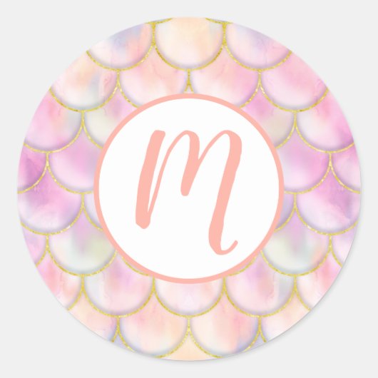 Pastel Iridescent Mermaid Scales Patroon Ronde Sticker (Voorkant)