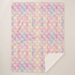 Pastel Iridescent Mermaid Scales Patroon Sherpa Deken