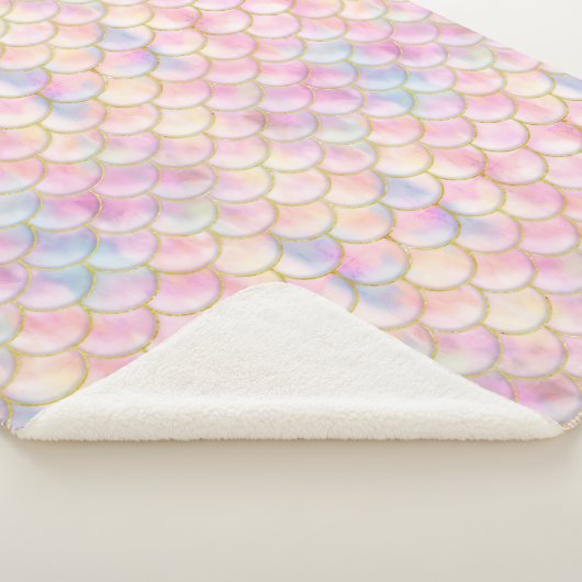 Pastel Iridescent Mermaid Scales Patroon Sherpa Deken (3/4)