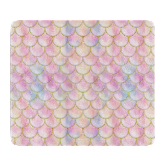 Pastel Iridescent Mermaid Scales Patroon Snijplank (Voorkant)
