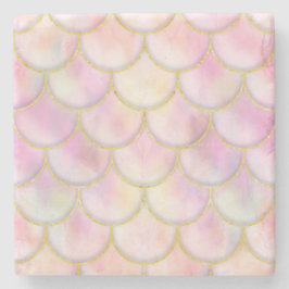 Pastel Iridescent Mermaid Scales Patroon Stenen Onderzetter
