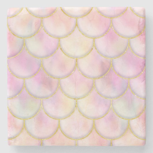 Pastel Iridescent Mermaid Scales Patroon Stenen Onderzetter (Voorkant)