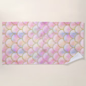 Pastel Iridescent Mermaid Scales Patroon Strandlaken (Voorkant)
