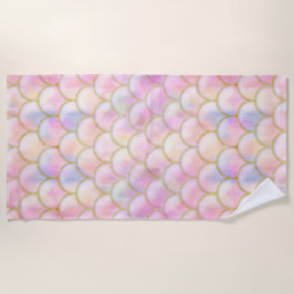 Pastel Iridescent Mermaid Scales Patroon Strandlaken