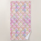 Pastel Iridescent Mermaid Scales Patroon Strandlaken (Voorkant)