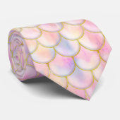 Pastel Iridescent Mermaid Scales Patroon Stropdas (Opgerold)
