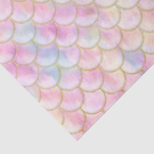 Pastel Iridescent Mermaid Scales Patroon Tissuepapier (Detail)