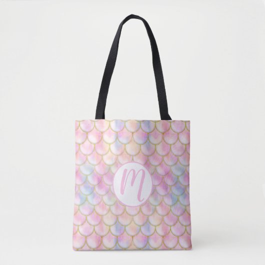 Pastel Iridescent Mermaid Scales Patroon Tote Bag (Voorkant)