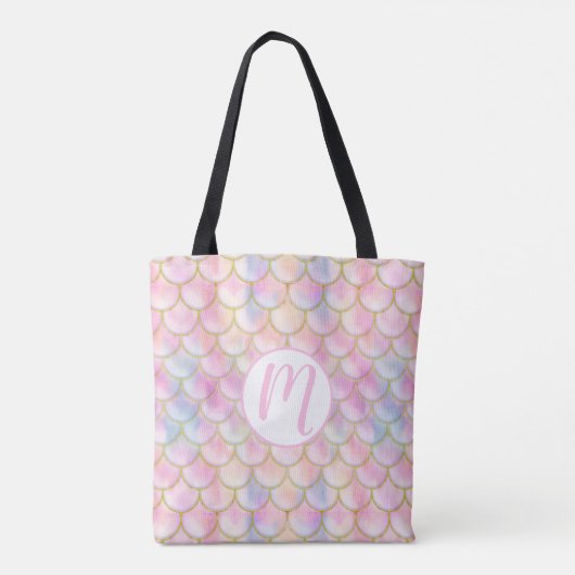 Pastel Iridescent Mermaid Scales Patroon Tote Bag (Achterkant)