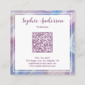 Pastel Iridescente Marmer met Qr Code Vierkante Visitekaartje (Achterkant)